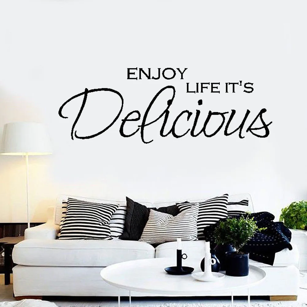 Kitchen Wall Decals Enjoy Life it's Delicious Quotes Word Restaurant Wall Decal Lettering Vinyl Sticker Creative Home Decor S538