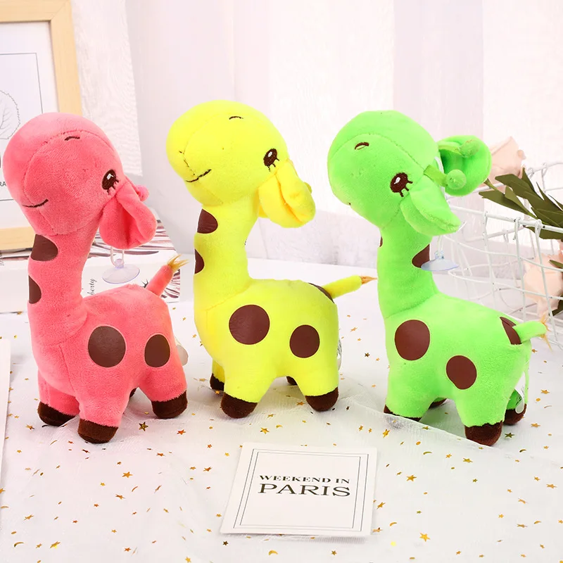 lovely 18/25cm plush giraffe Sika deer With suction cup animal doll cute good quality soft wall decoration christmase gift kid