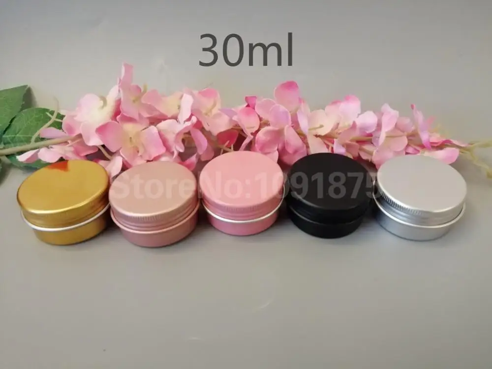 

100pc 30G black pink gold rose gold Aluminum Ointment Jar 30ml Cosmetic Makeup Lip Balm Tin Refillable Metal Tin Pot