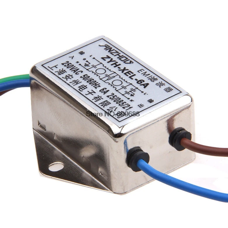 ZYH-XEL-3A 3A ZYH-XEL-6A 6A 250V EMI AC Power Filter Noise Filter ZYH-XEL-6A