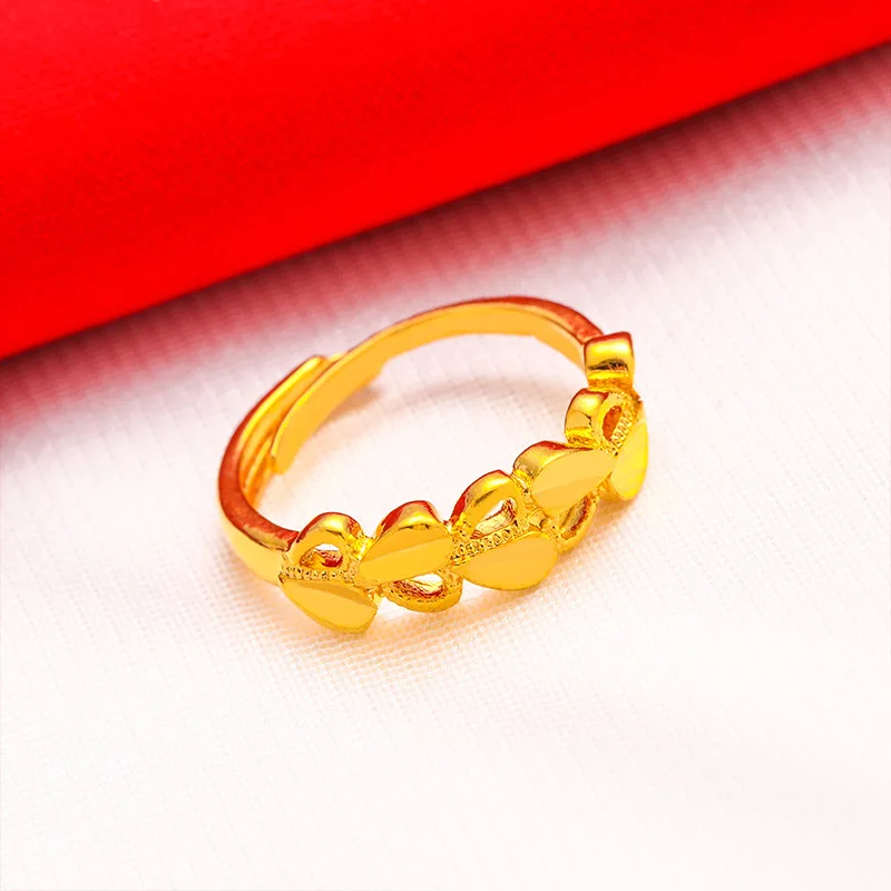 QEENKISS Gold Vintage Heart Ring For Women Wedding Party Birthday Valentine Christmas Bride Ladies Girlfriend Mother Gift RI62