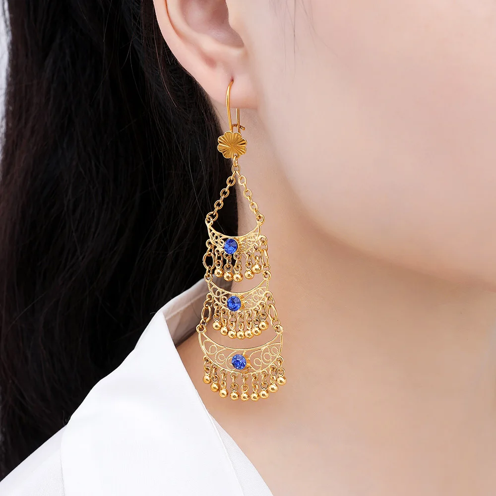 Gold Color Tassel Earrings for Women Bohemian Earrings Dangle Drop Earring Muslim Islamic Female Allah Turkish Jewelry