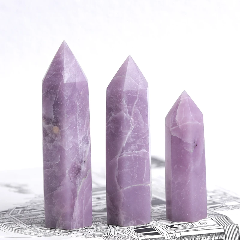 1PC Natural Stones Crystal Point Amethyst Lilac Quartz Handmake Polished Healing Stone Energy Ore Mineral Obelisk Home Ornaments