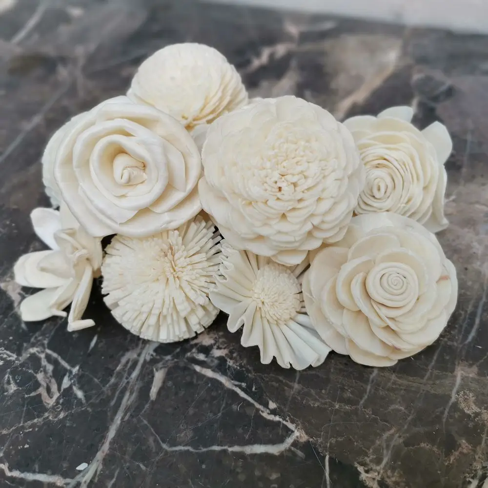 20pcs Sola Wood Flower Assortment, artificial flower sola for DIY crafters, weddings, home decor.