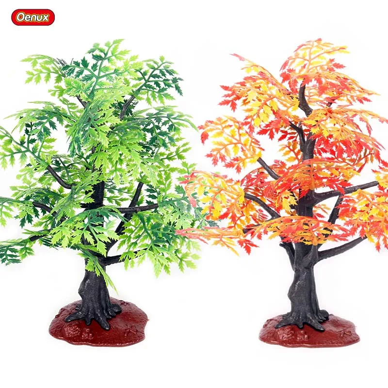 

Oenux Simulation Home Decoration Big Maple Fruit Trees Farm House Fence Lawn Layout Landscape Accessory Animals Model Kids Toys