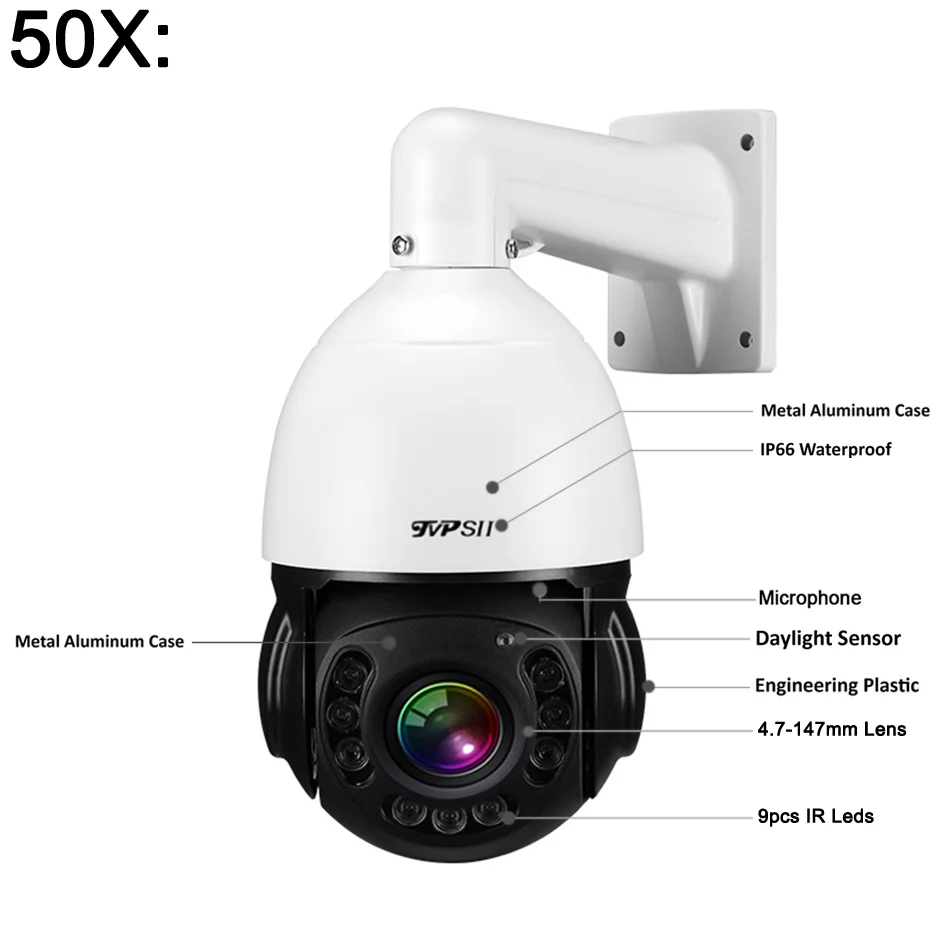 Imagem -03 - Max 128g Humanóide Auto Tracking 8mp 4k Imx415 H.265 Mais 50x Zoom 360 ° Rotação Áudio Infravermelho Externo Onvif Poe Ptz ip Cctv Novo