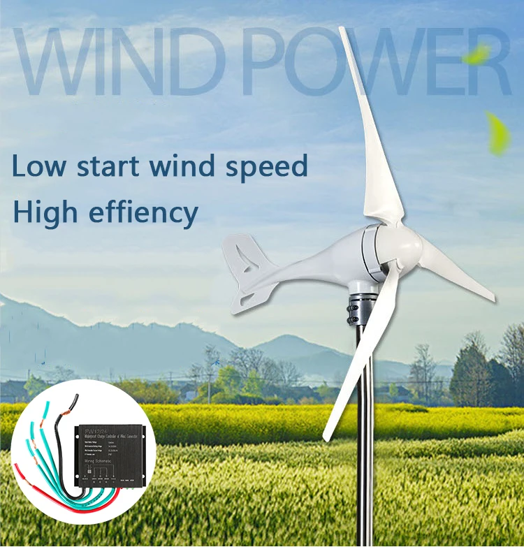 Small Wind Turbine Generator AC 12V/24V 400W Economy Windmill MPPT Controller Wind Solar Hybrid System 2m/s Start Speed 3 Blades