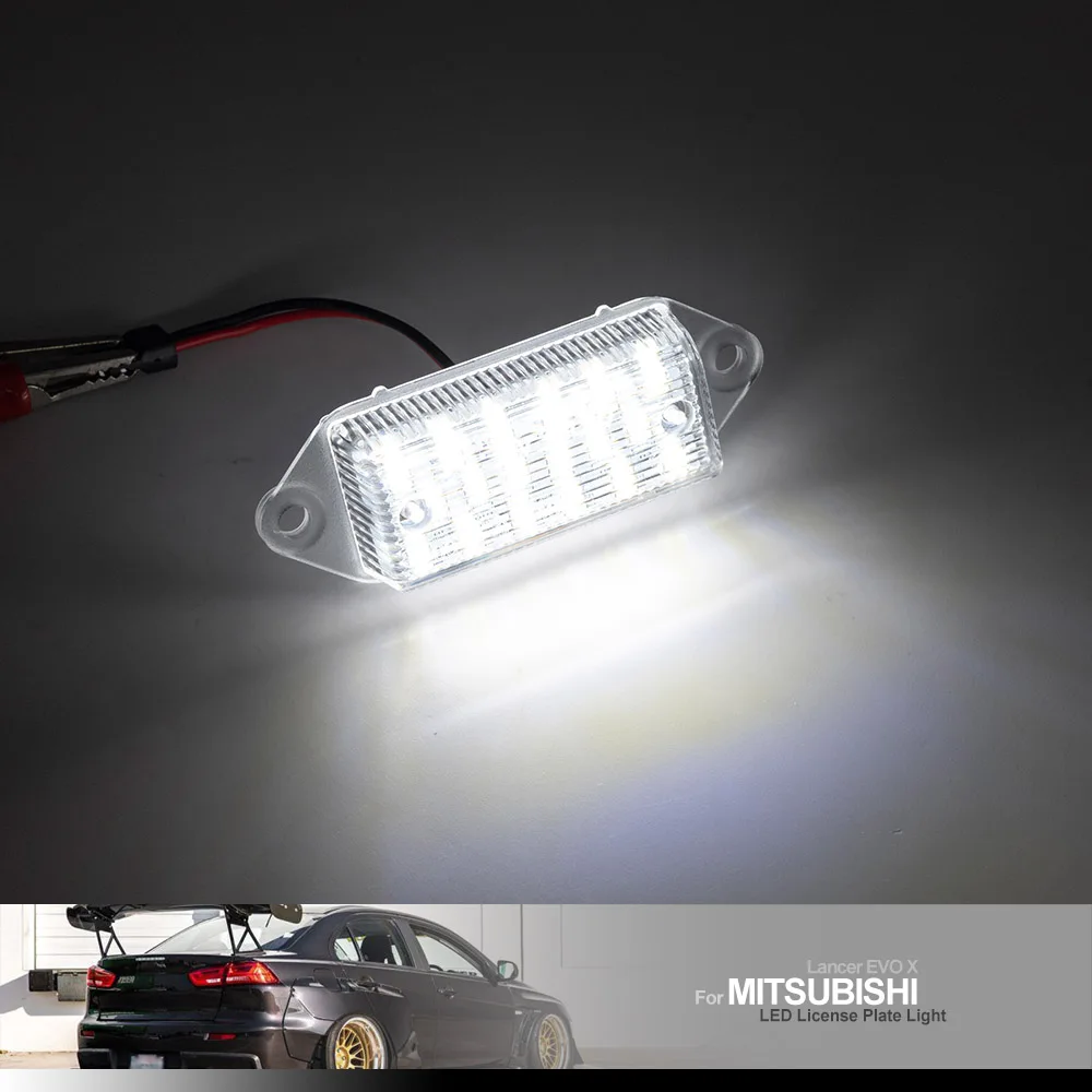 2Pcs LED License Number Plate Light Lamp For Mitsubishi 2003 2004 -2017 Lancer 2007-2016 Evo Evolution X Tail Tag Lamps canbus