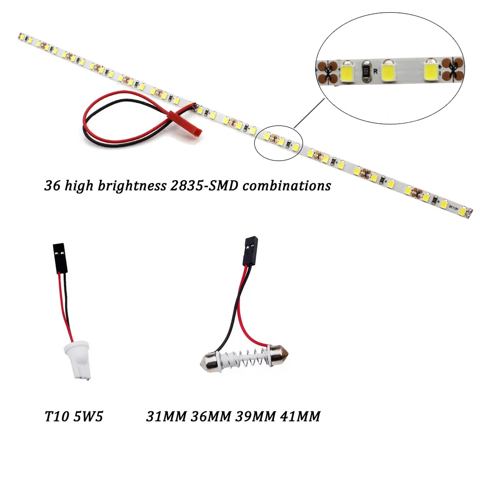 3600-12000LM LED Strip Light Tape Festoon T10 LED For Car Trunk Cargo Area Luggage Compartment Interior Illumination White 6000K