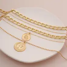 Punk Chunky Cuban Necklace with Coin Pendant #4