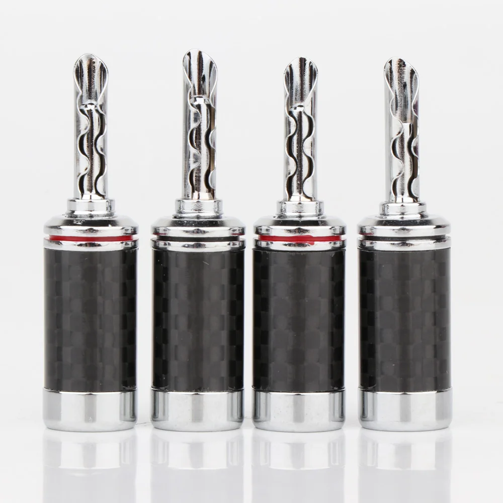 4MM BFA Bananenstecker Kohlefaser-Lautsprecherkabel Bananenanschluss BFA-Steckverbinder Audio-Lautsprecher Bananenstecker-Buchse – Detail 1