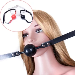 Open Mouth Gag 48mm Large Solid Silicone Ball Plug Leather Bondage Belt Sex Slave Muzzle Oral Fixed SM Game Sex Toys Accessories