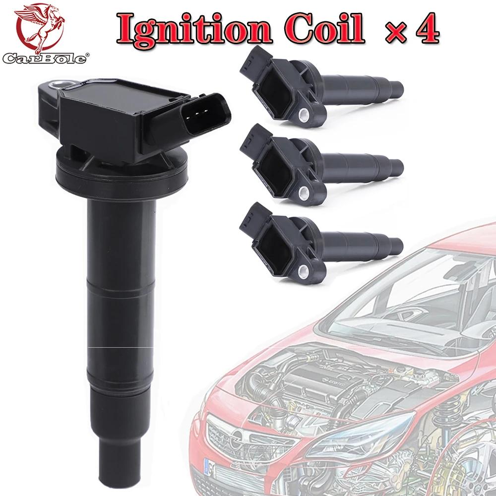 

CARBOLE 4 PCS Ignition Coils UF333 For Toyota Camry Lexus Scion Rav4 Highlander TC 2.4 100% New Black Ignition Coil