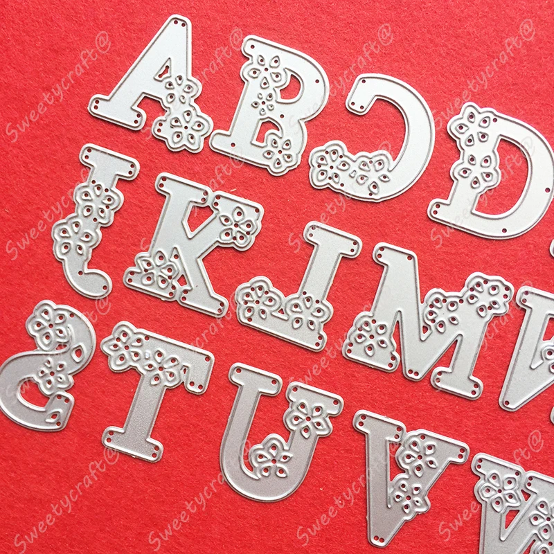 Metal Cutting Dies Stencils Flower Alphabet Letter Frame Dies Scrapbooking Stamp Craft Background Die Cut New 2024 Card Making