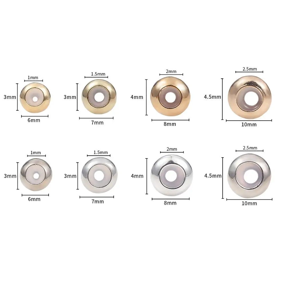 10pcs Big Hole Copper Silicone Inside Adjustment Beads Spacer Stopper Beads For DIY Bracelet Necklace Jewelry Making Wholesale
