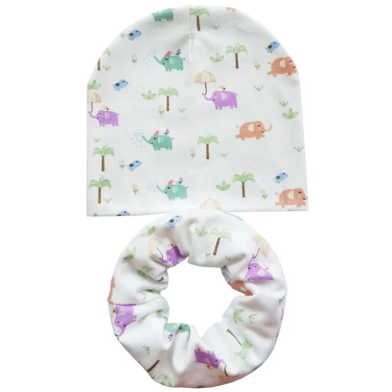 New Winter Children Scarf Hat Sets Cartoon Dinosaur Baby Head Cover Spring Warm Neck Collar Kids Beanies Set Cotton Children Hat