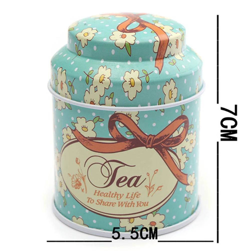 Fresh Style Candy Sealed Cans Box Flower Design Metal Sugar Coffee Tea Tin Jar Container Random Color