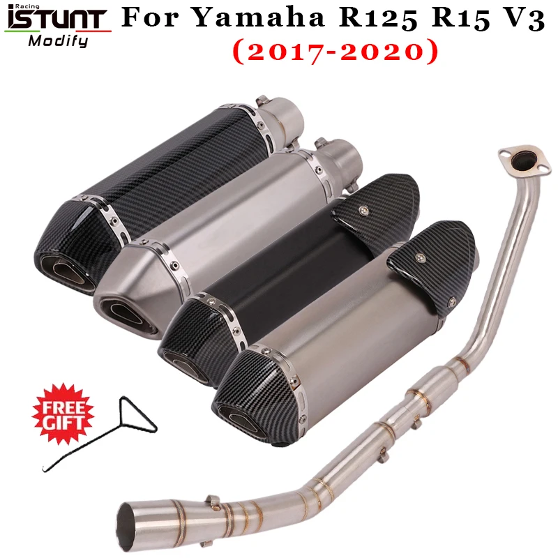 For Yamaha YZF R125 R15 V3 2017 2018 2019 2020 Escape Motorcycle Full System Exhaust Modified Head Link Pipe Muffler DB Killer