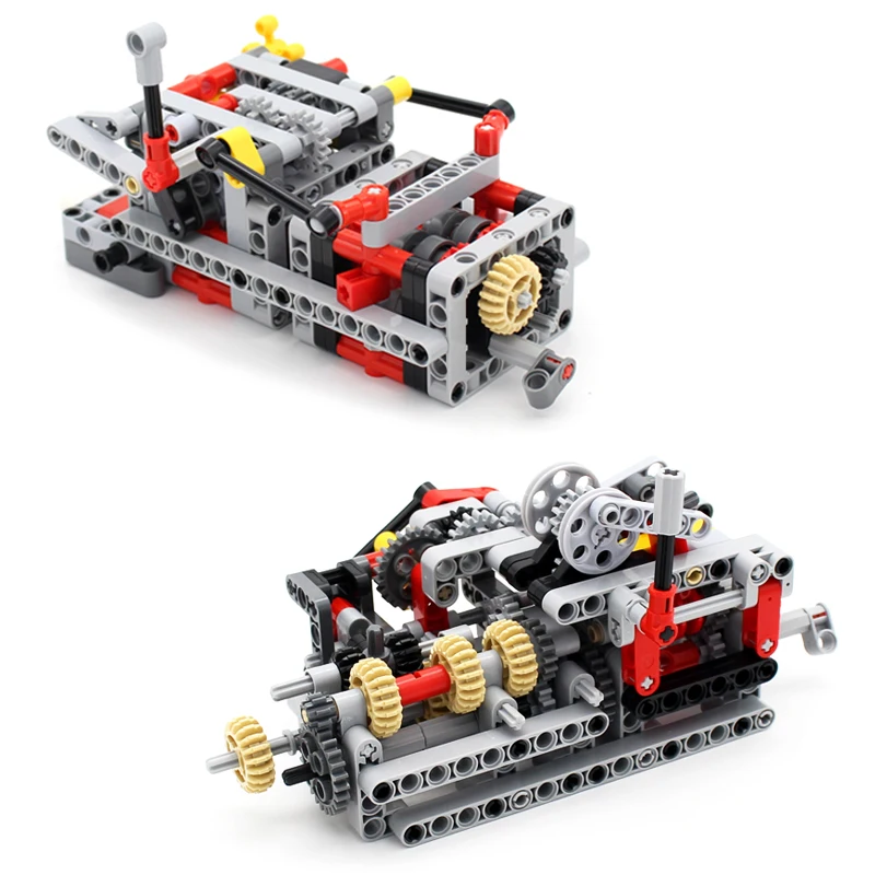 Technology Mechanical Group 8 Speed Transmission Gearbox Kit MOC Brick Assembly Model Building Blocks Compatible with Engine