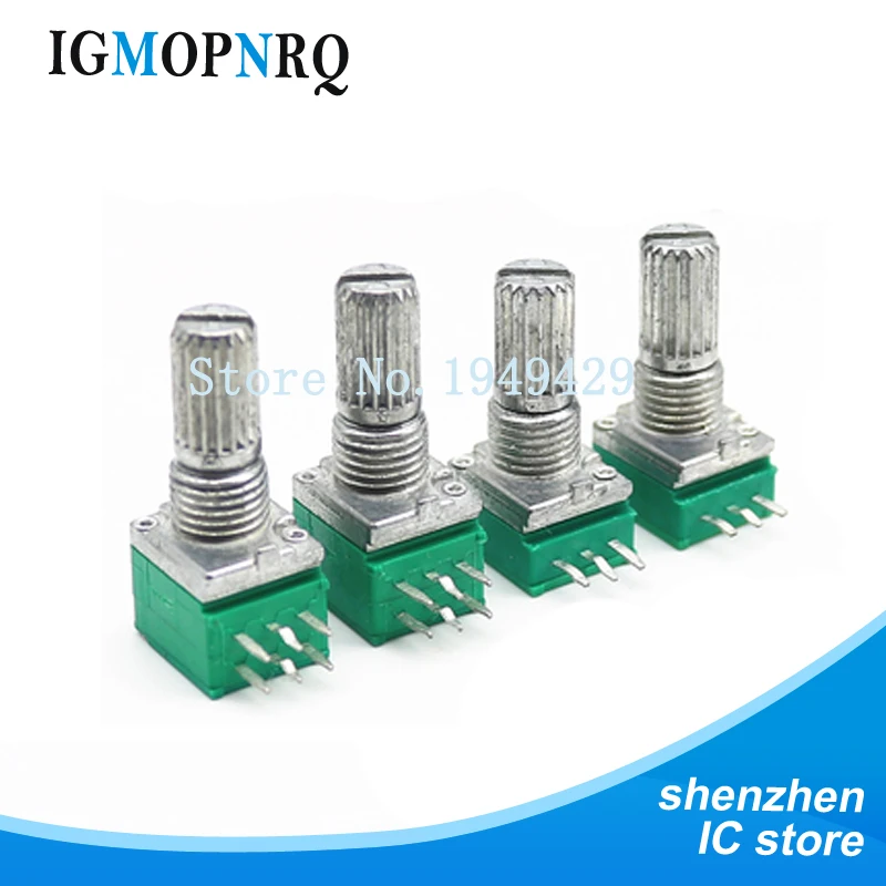 

50pcs RK097N 5K 10K 20K 50K 100K 500K B5K with a switch audio 3pin shaft 15mm amplifier sealing potentiometer