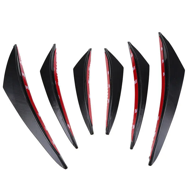 6Pcs Car Front Bumper Lip Splitter Fins Body Spoiler Canards Refit Gloss Black