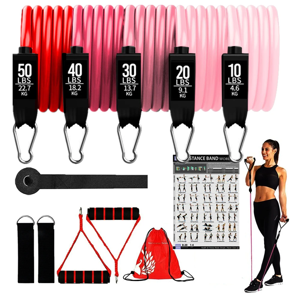 

11/17Pcs Exercise Resistance Bands Set for Women Fitness Yoga Workout Bands Gym Equipment for Home Bodybuilding Muscle Training