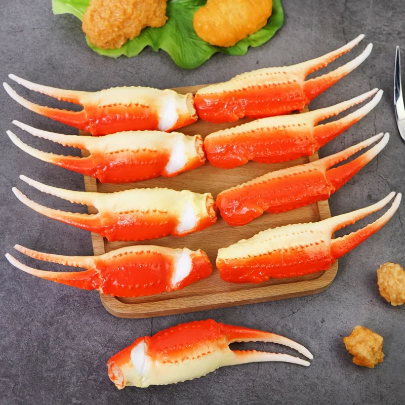 PVC Crab Claw Model for Children, Decoration Crafts, Food Simulation, Restaurant Props, Accessories, 5 Pcs per Lot