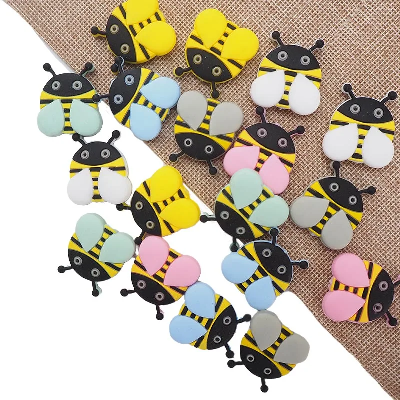 Chenkai 50PCS Silicone Bee Beads Baby Nursing Pacifier BPA Free DIY   Soothing Pendant Bracelet Necklace Toy Accessories