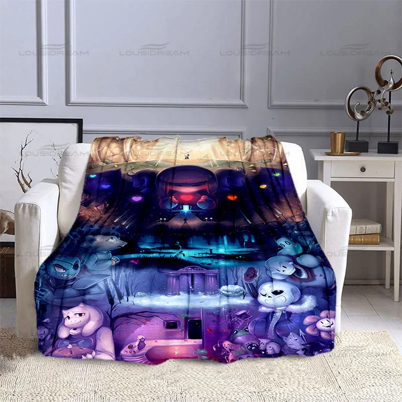 3D Printing Undertale Exquisite Pattern Blanket Cartoon Decorative Flannel Thin Blanket Portable Home Travel Office Blanket