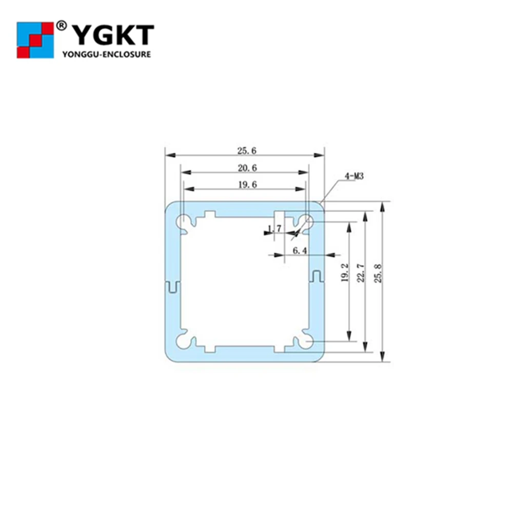 Aluminium extrusie behuizing power shell project case doos/elektrische aluminium doos 25*25-80mm (bxhxd)