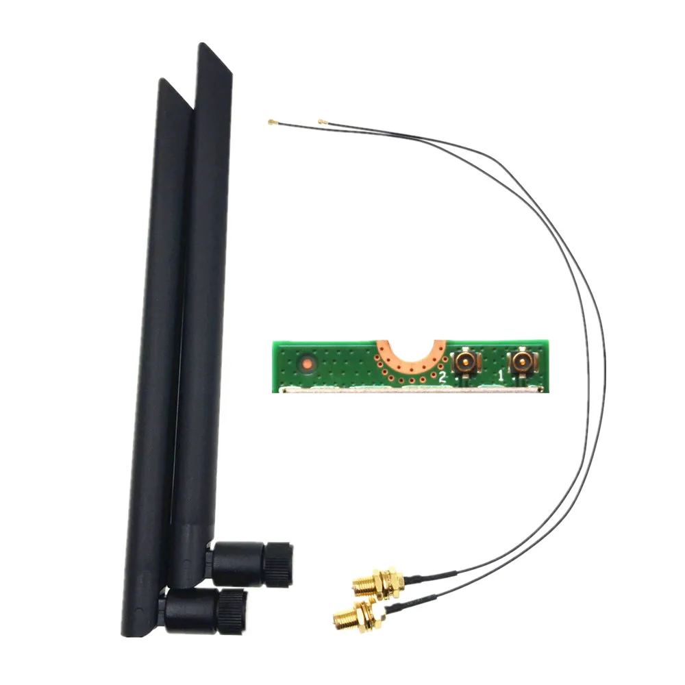 2 x 6dBi Dual Band M.2 IPEX MHF4 U.fl RP-SMA Wifi Antenna Set for Intel AX200 AX201 9260 9560 8265 8260 7265 7260 NGFF M.2 Card