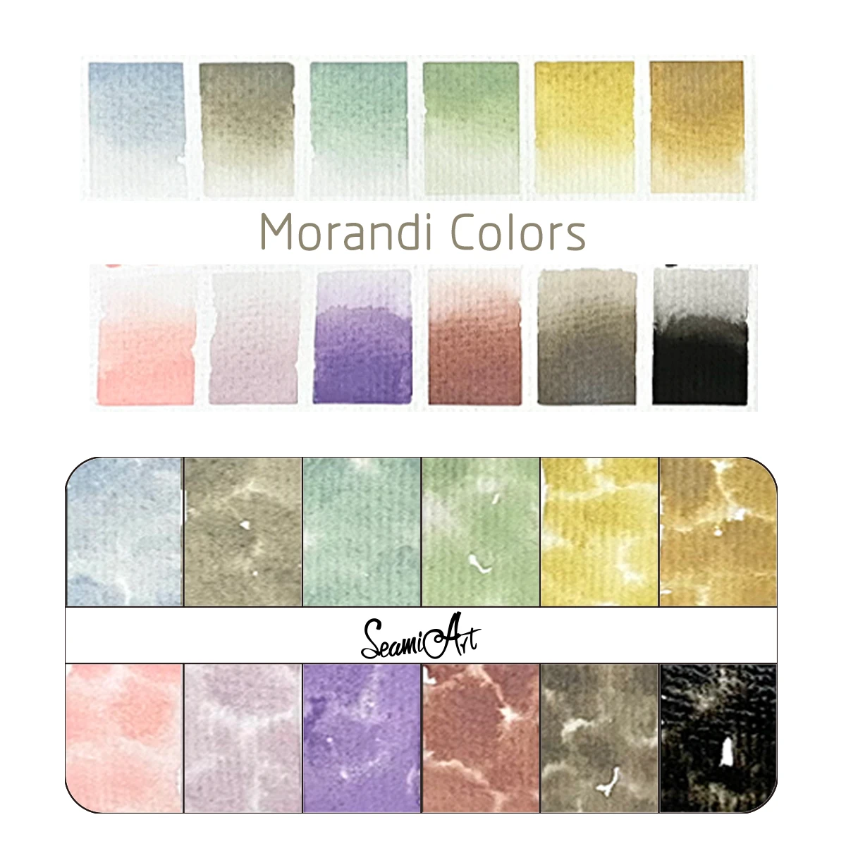 SeamiArt-caja de lata de 12 colores, acuarela sólida, Color Morandi, pintura al agua para dibujos animados y retratos, pintura, dibujo, suministros de arte