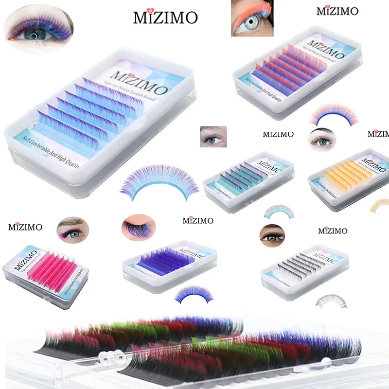 MIZIMO blue purple two-color color grafted eyelashes handmade artificial mink personalized flowering eyelash extension tool