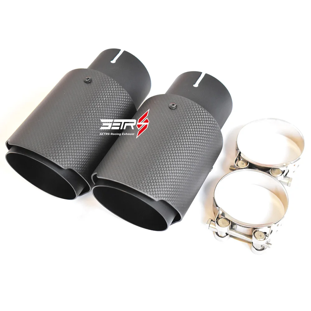 

1Pc Car Modified Matt Black Carbon Fiber Exhaust End Pipe Stainless Steel Muffler Tip For Any Car