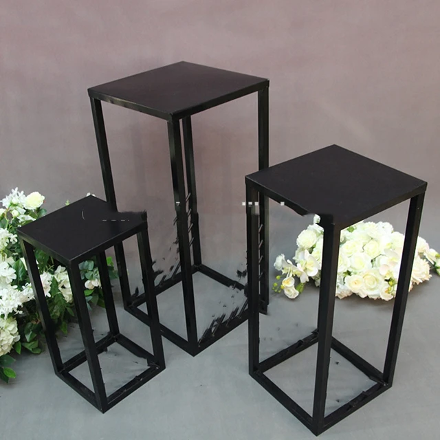 3pcs/set)Events backdrop decor square cake table metal iron pedestals black metal plinths yudao1893