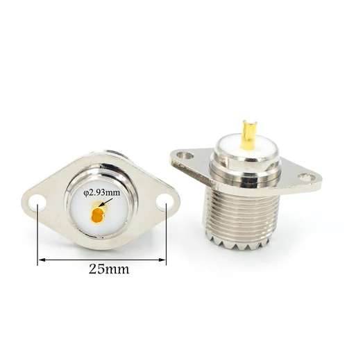 Imagen 2 del producto Conector hembra SL16 UHF SO239, Conector de antena hembra de 2 agujeros con brida rómbica, panel de soldadura RF, 1 piezas