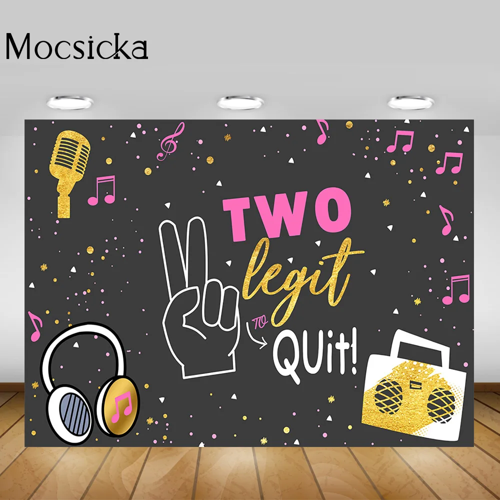 Two Legit to Quit Party Background Decoration Hip Hop Music Children 2nd Happy Birthday Backdrop Photo Shoot Photobooth