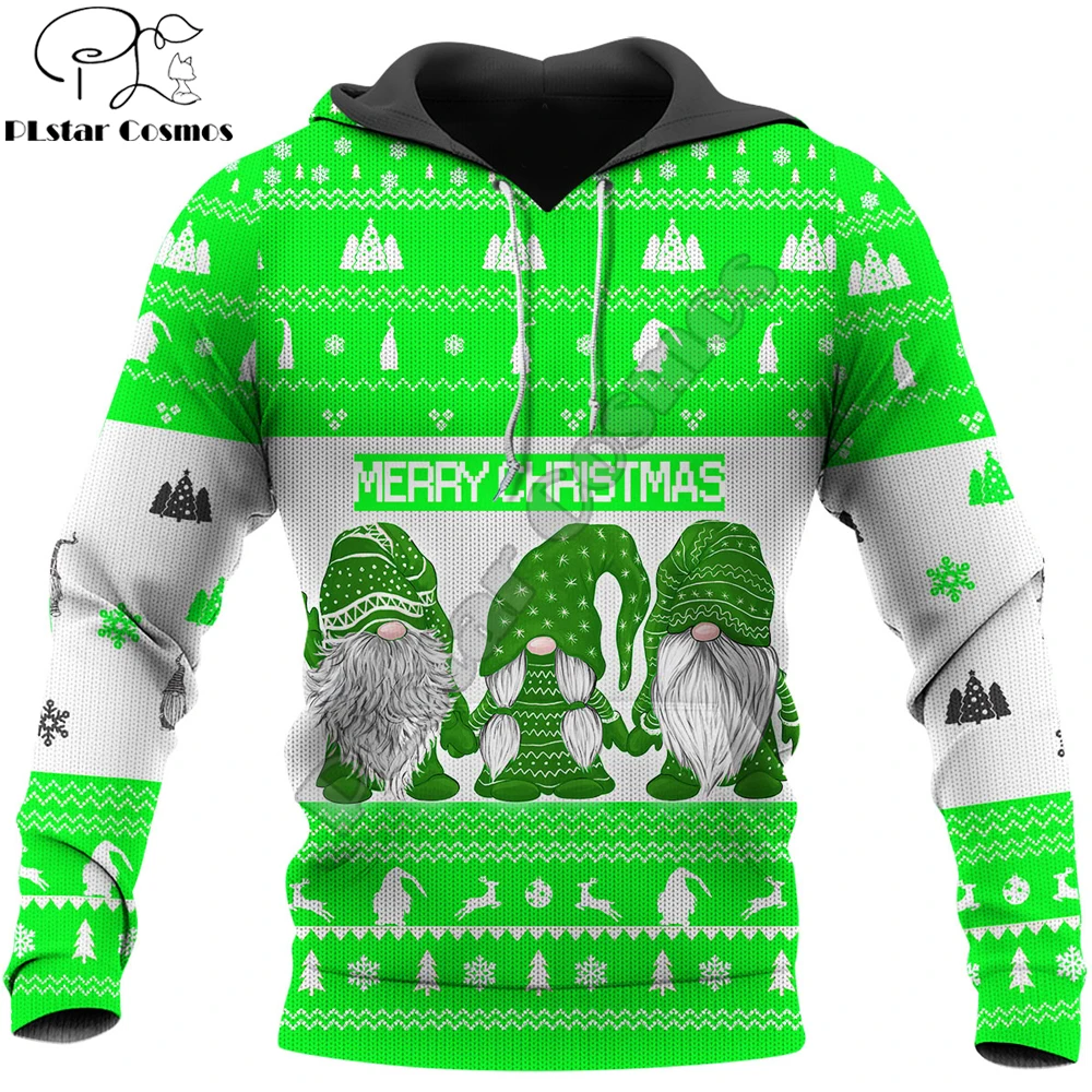 

Christmas Green Happy Gnome 3D Printing Men Autumn Hoodie Unisex Casual zipper hoodies Streetwear Jacket Tracksuits DK307