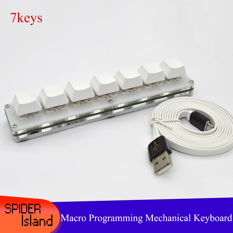 Teclado programável com 7 teclas, programação macro usb para desenho, faça você mesmo