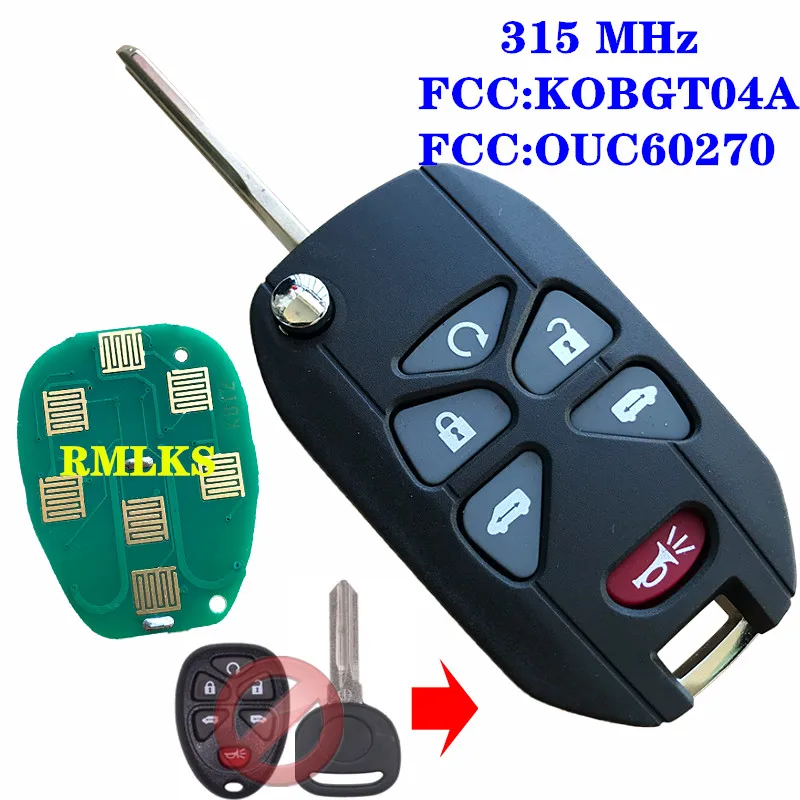 Odwróć składany klucz zdalny OUC60270 KOBGT04A 315MHz ID46 Chip dla buicka dla chevroleta dla cadillaca Pontiac Saturn Uncut Blade