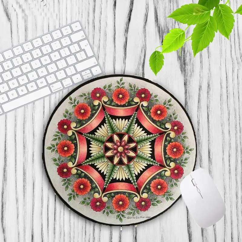 XGZ 20X20CM Promotion Mandala Flower DIY Design Pattern Game Round Mousepad Unique Desktop Pad Game Gamer Mousepad Desk Mat