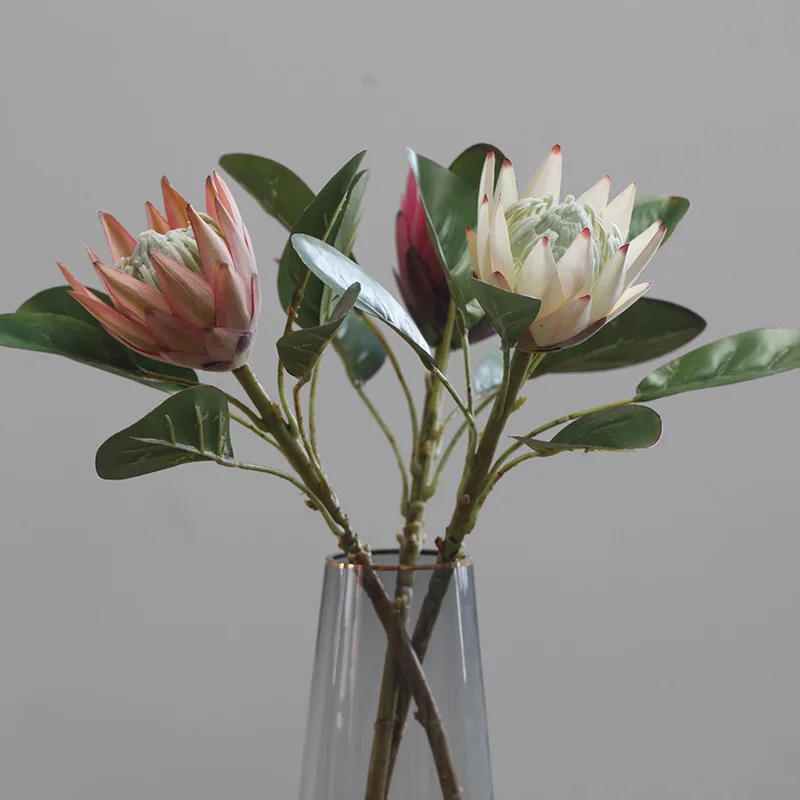 11cm Artificial Flowers Protea cynaroides with Branch Big Head Wedding Home Decoration Vase Bridal Holding