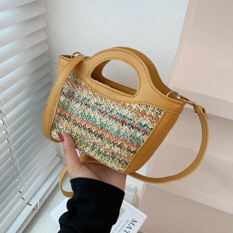 Fashion Designer Shoulder Bag Small Handbags Beach Straw Crossbody Bags For Women Casual Cross Body Messenger Bags