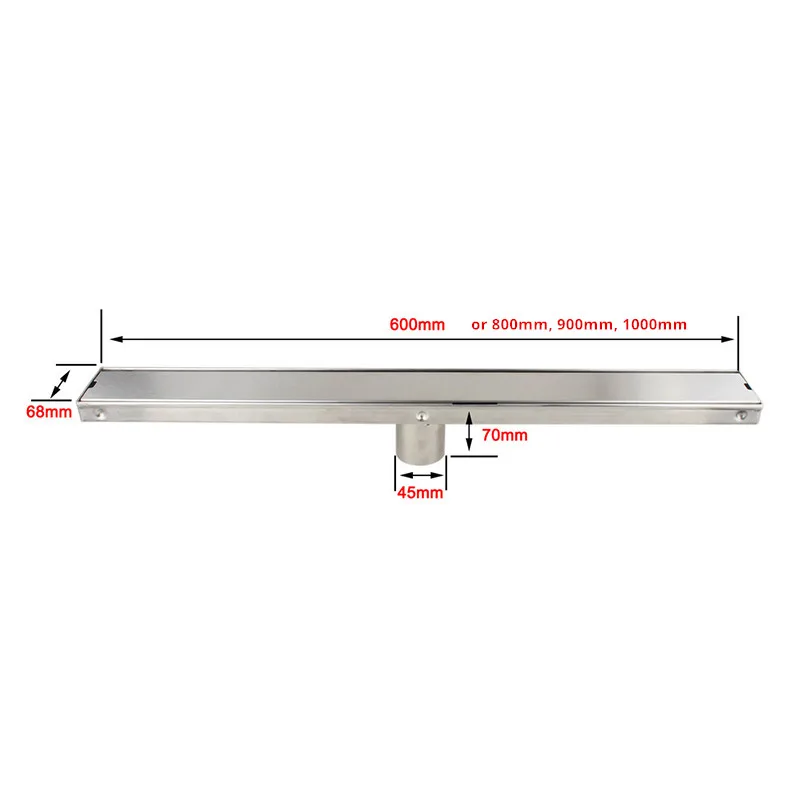 Imagem -03 - Linear Chuveiro Banheiro Grelha Dreno de Assoalho Bagnolux Super Resistente Ferragem Telha Inserção 304 Centro Saída Resíduos Aço Inoxidável