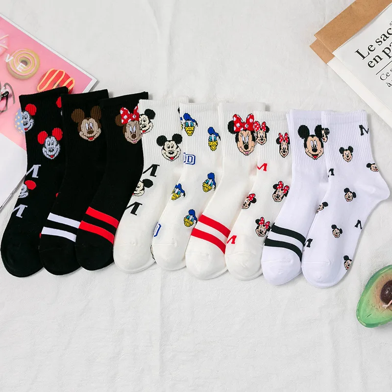 Women socks Disney Mickey Minnie cotton fashion Mickey tube socks Korean version ins tide Harajuku explosion Mickey Mouse