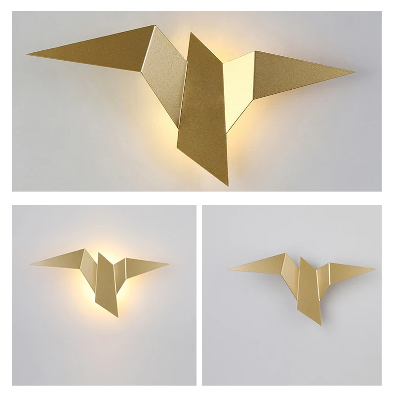 Imagem -04 - Homhi Origami Pássaro Lâmpada de Ouro Arandela Casa Interior Desig Nordic Moderno Led Artes Lâmpadas Parede para Sala Estar Quarto Hwl063