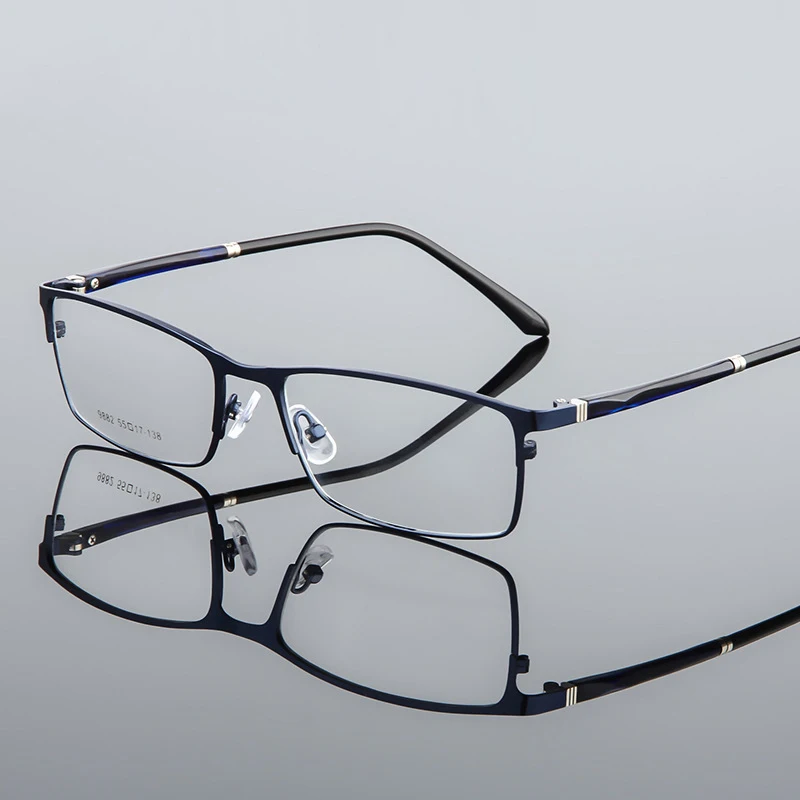 Elbru-Gafas de montura cuadrada de Metal para hombre, anteojos de montura cuadrada de Metal, montura completa de negocios clásica, gafas ópticas para Miopía