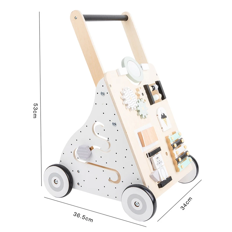 New Baby Wooden Walker Toddler Trolley Activity Walker Busy Board Montessori Educational Early Learning Toy For Kids Gift