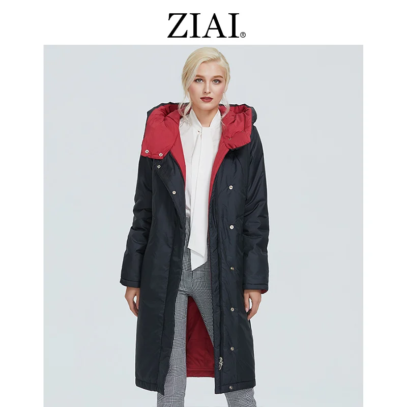 ZIAI 2022 Winter Jacket Women over Size Hood Zipper parka Long Warm and Thick female coat fashion top brand hotsale stock AT6703