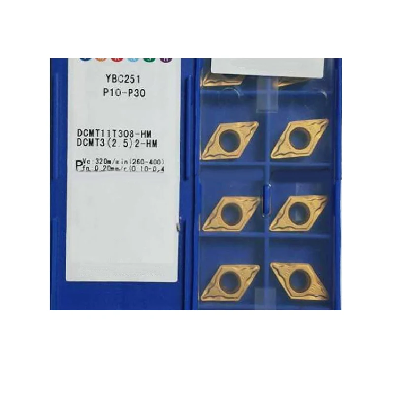 

Original DCMT 11T308 11T312 DCMT11T308-HR DCMT11T312-HR YBC251 process Steel DCMT11T3 Lathe Cutter Carbide Inserts Turning